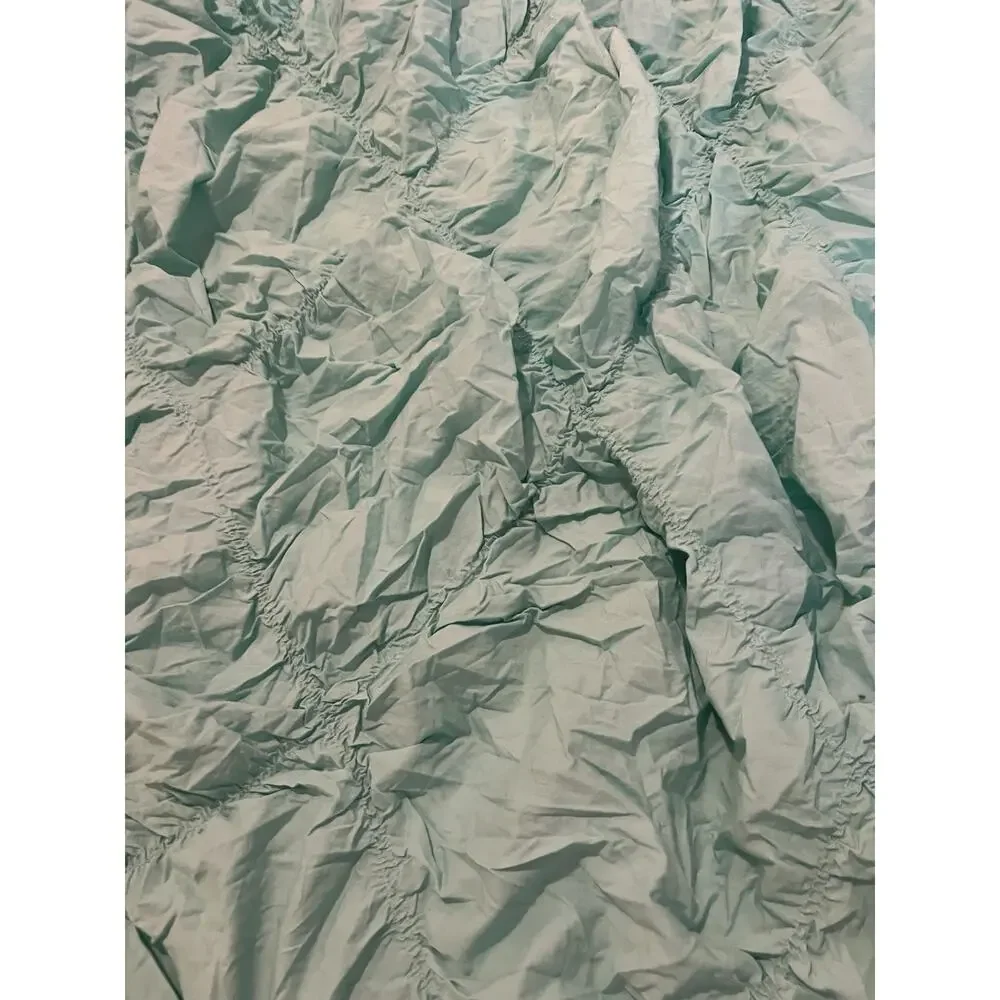 Pottery Barn Teen Ruched Rosette Duvet Cover Teal 100% Organic Cotton Twin